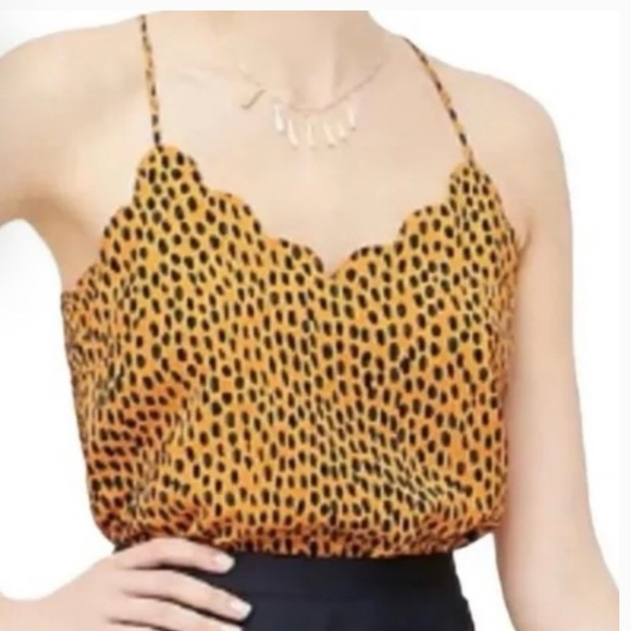 J Crew Scalloped Cami Tank Top with Leopard Print - Picture 1 of 10